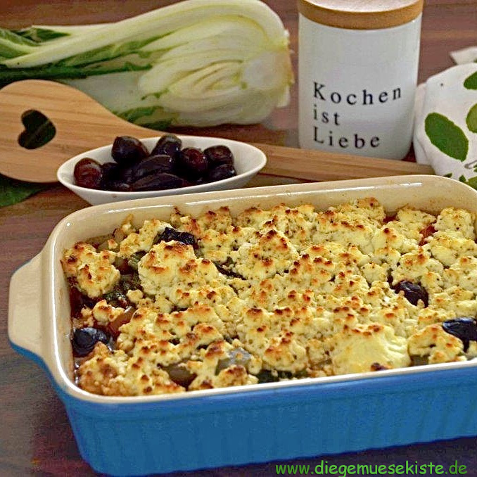 Gratinierter Pak-Choi mit Ziegenkäse