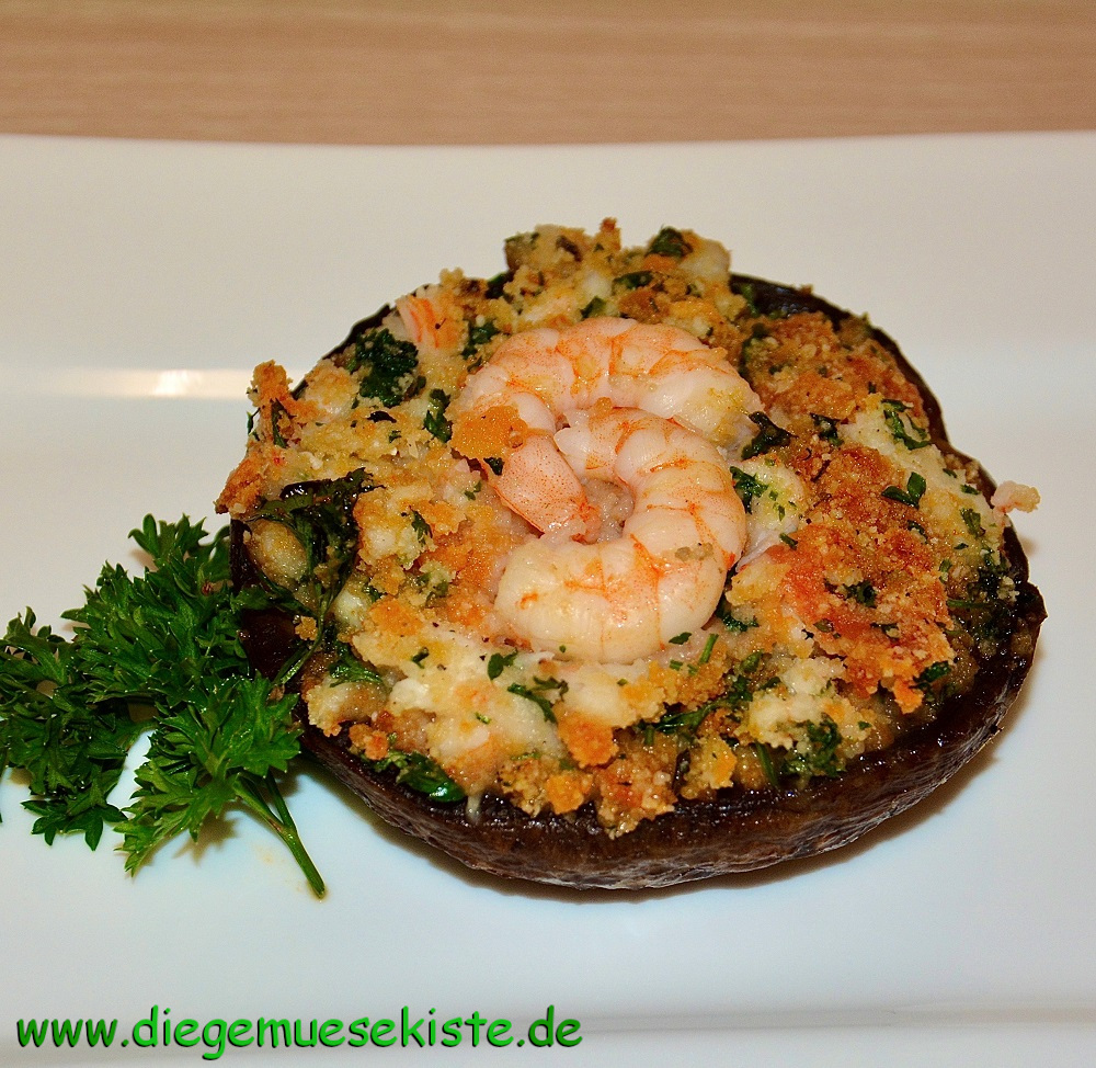 Portobello mit Garnelen