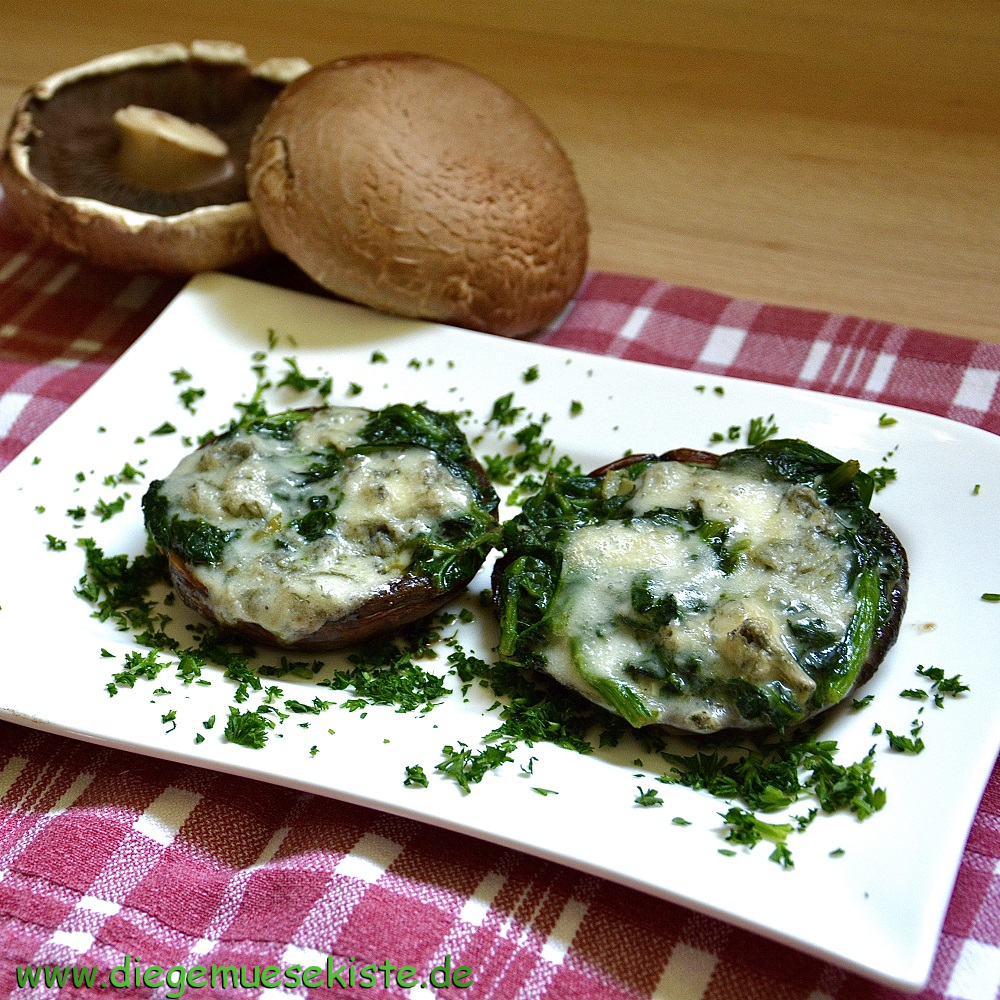 Portobellos mit Spinat-Gorgonzola-Füllung