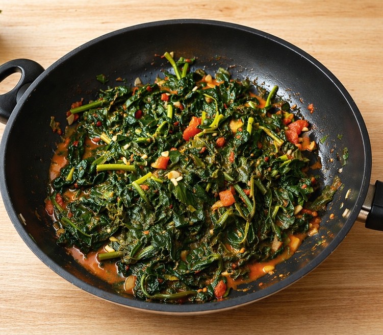 Blattspinat mit Tomaten