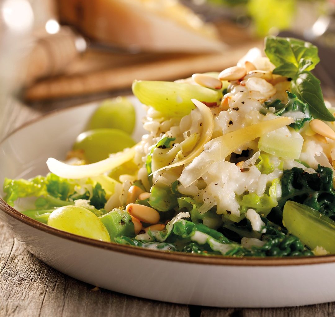 Risotto mit Wirsing und Trauben